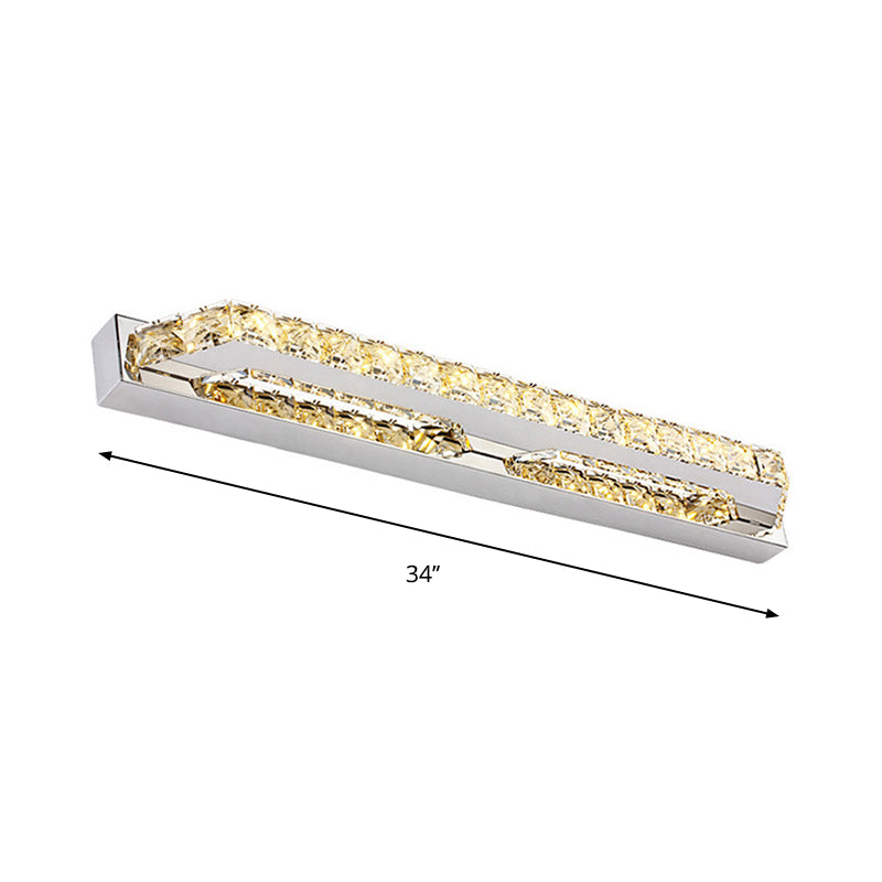 Linear Bathroom Vanity Wall Light Clear/Champagne Crystal 16"/22" W LED Contemporary Wall Lamp in Warm/White Light Clearhalo 'Modern wall lights' 'Modern' 'Vanity Lights' 'Wall Lights' Lighting' 262695