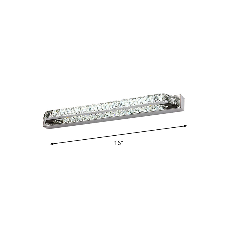 Linear Bathroom Vanity Wall Light Clear/Champagne Crystal 16"/22" W LED Contemporary Wall Lamp in Warm/White Light Clearhalo 'Modern wall lights' 'Modern' 'Vanity Lights' 'Wall Lights' Lighting' 262696