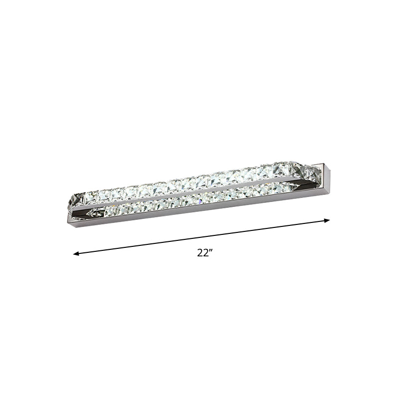 Linear Bathroom Vanity Wall Light Clear/Champagne Crystal 16"/22" W LED Contemporary Wall Lamp in Warm/White Light - Clearhalo - 'Modern wall lights' - 'Modern' - 'Vanity Lights' - 'Wall Lights' - Lighting' - 262697