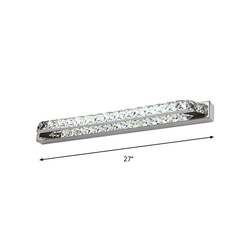 Linear Bathroom Vanity Wall Light Clear/Champagne Crystal 16"/22" W LED Contemporary Wall Lamp in Warm/White Light - Clearhalo - 'Modern wall lights' - 'Modern' - 'Vanity Lights' - 'Wall Lights' - Lighting' - 262698