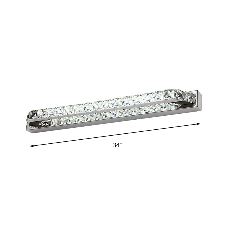 Linear Bathroom Vanity Wall Light Clear/Champagne Crystal 16"/22" W LED Contemporary Wall Lamp in Warm/White Light - Clearhalo - 'Modern wall lights' - 'Modern' - 'Vanity Lights' - 'Wall Lights' - Lighting' - 262699