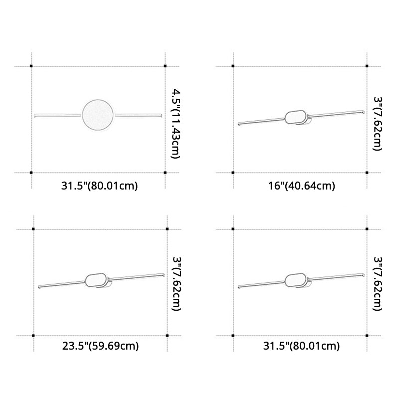 Linear Vanity Wall Light Fixtures Modern Minimalist Style Metal Single Vanity Light Clearhalo 'Vanity Lights' 'Wall Lights' Lighting' 2627055