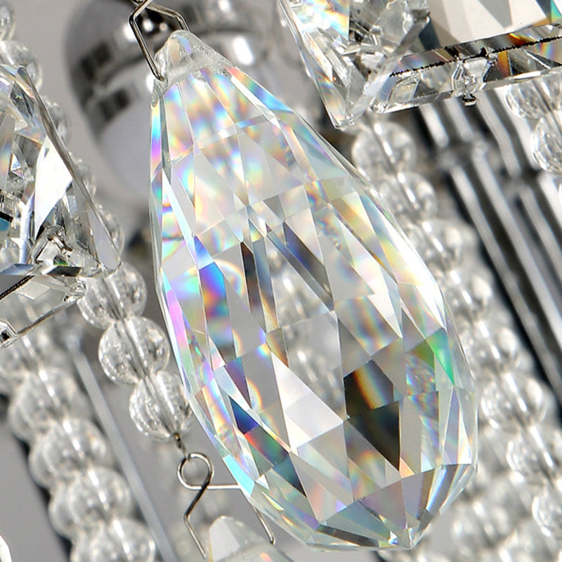 19.5"/23.5" W LED Crystal Flush Mount Modern Chrome Blossom Living Room Close to Ceiling Light in Remote Control Stepless Dimming/2 Color Light Clearhalo 'Ceiling Lights' 'Close To Ceiling Lights' 'Close to ceiling' 'Flush mount' Lighting' 262707