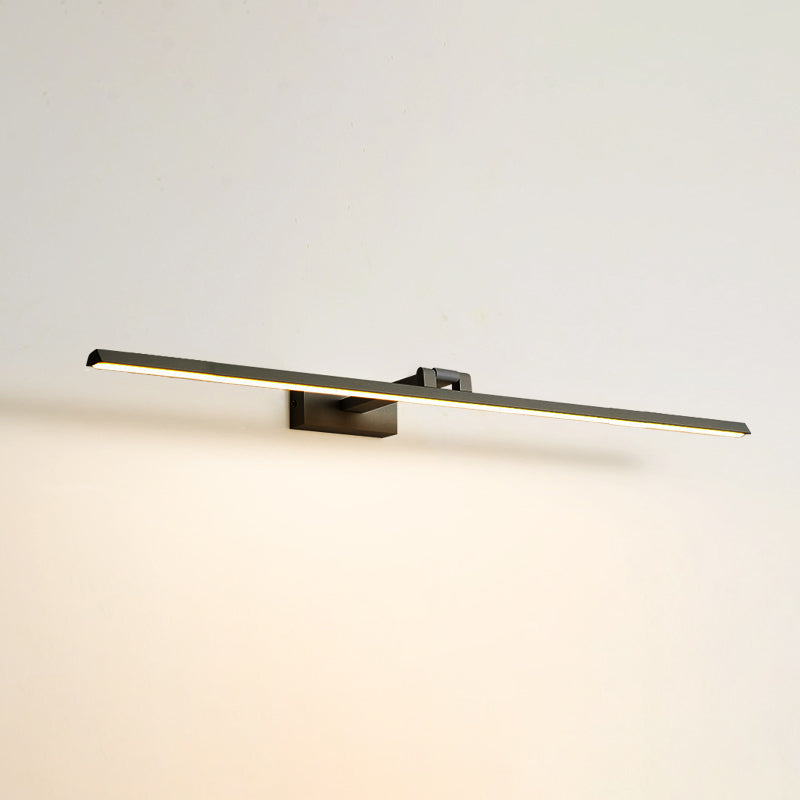 Linear LED Vanity Light Fixtures Modern Minimalist Style Metal Single Vanity Light Black 31.5" Natural Clearhalo 'Vanity Lights' 'Wall Lights' Lighting' 2627115