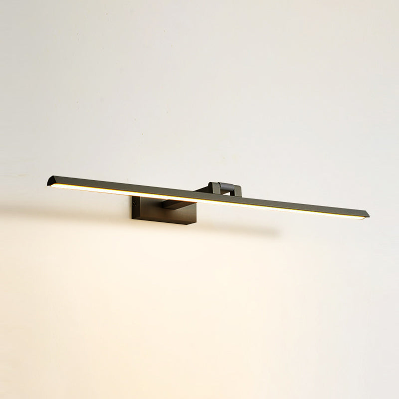 Linear LED Vanity Light Fixtures Modern Minimalist Style Metal Single Vanity Light Black 23.5" Natural Clearhalo 'Vanity Lights' 'Wall Lights' Lighting' 2627117