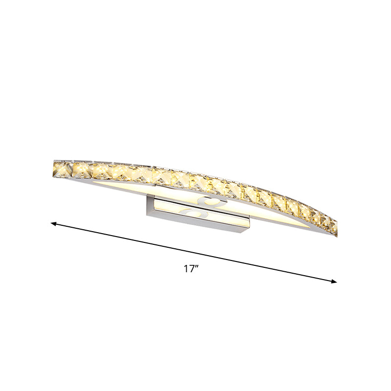 Curved Vanity Lighting Modern Style Clear/Champagne Crystal 17"/21" W LED Wall Mounted Lamp, Warm/White Light Clearhalo 'Modern wall lights' 'Modern' 'Vanity Lights' 'Wall Lights' Lighting' 262712