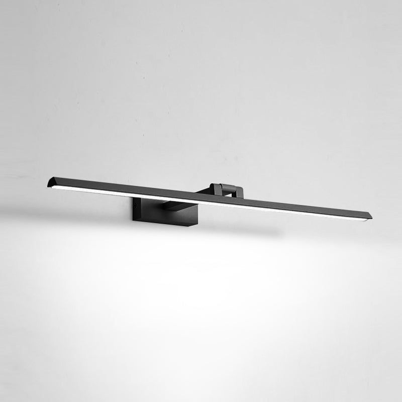 Linear LED Vanity Light Fixtures Modern Minimalist Style Metal Single Vanity Light Black 23.5" White Clearhalo 'Vanity Lights' 'Wall Lights' Lighting' 2627127