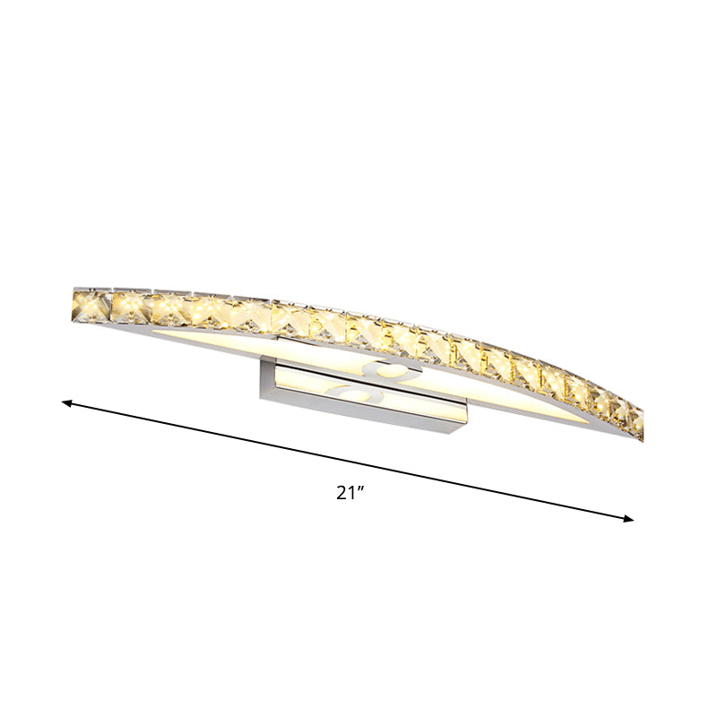 Curved Vanity Lighting Modern Style Clear/Champagne Crystal 17"/21" W LED Wall Mounted Lamp, Warm/White Light Clearhalo 'Modern wall lights' 'Modern' 'Vanity Lights' 'Wall Lights' Lighting' 262713