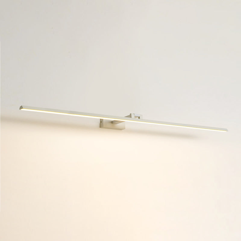 Linear LED Vanity Light Fixtures Modern Minimalist Style Metal Single Vanity Light White 47" Natural Clearhalo 'Vanity Lights' 'Wall Lights' Lighting' 2627131