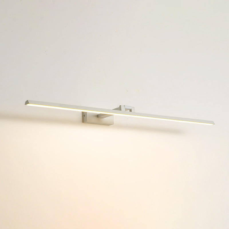 Linear LED Vanity Light Fixtures Modern Minimalist Style Metal Single Vanity Light White 31.5" Natural Clearhalo 'Vanity Lights' 'Wall Lights' Lighting' 2627136