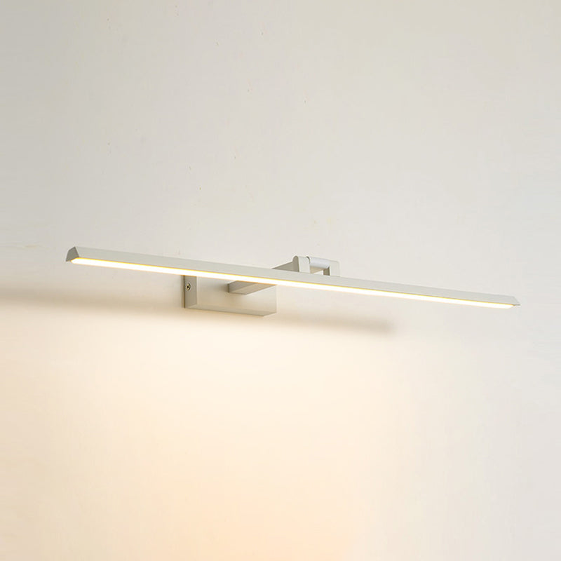 Linear LED Vanity Light Fixtures Modern Minimalist Style Metal Single Vanity Light White 23.5" Natural Clearhalo 'Vanity Lights' 'Wall Lights' Lighting' 2627137