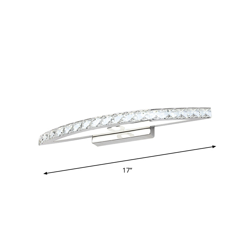 Curved Vanity Lighting Modern Style Clear/Champagne Crystal 17"/21" W LED Wall Mounted Lamp, Warm/White Light Clearhalo 'Modern wall lights' 'Modern' 'Vanity Lights' 'Wall Lights' Lighting' 262714