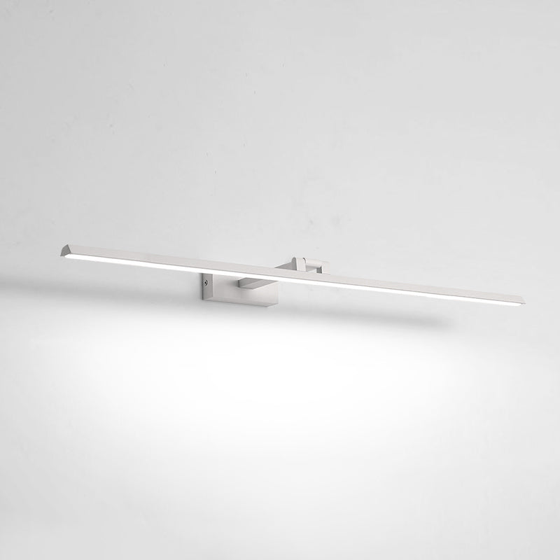 Linear LED Vanity Light Fixtures Modern Minimalist Style Metal Single Vanity Light White 31.5" White Clearhalo 'Vanity Lights' 'Wall Lights' Lighting' 2627145