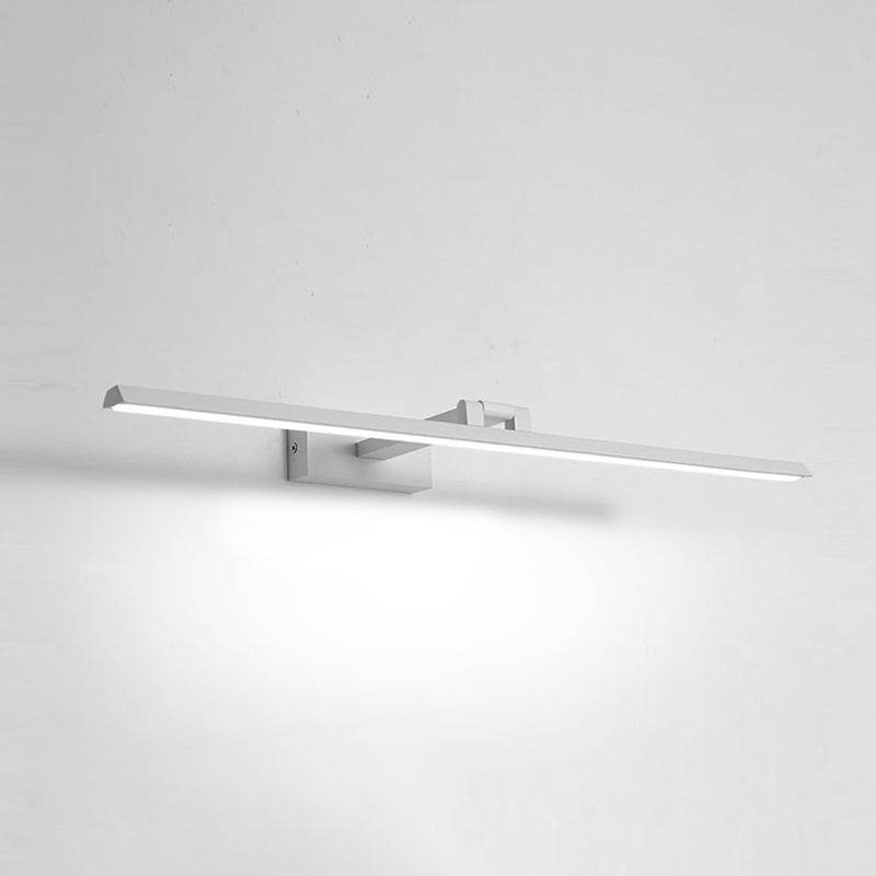 Linear LED Vanity Light Fixtures Modern Minimalist Style Metal Single Vanity Light White 23.5" White Clearhalo 'Vanity Lights' 'Wall Lights' Lighting' 2627147