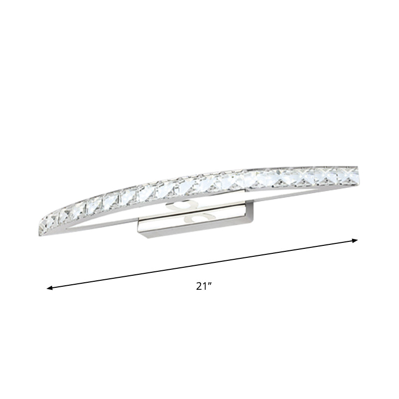 Curved Vanity Lighting Modern Style Clear/Champagne Crystal 17"/21" W LED Wall Mounted Lamp, Warm/White Light Clearhalo 'Modern wall lights' 'Modern' 'Vanity Lights' 'Wall Lights' Lighting' 262715