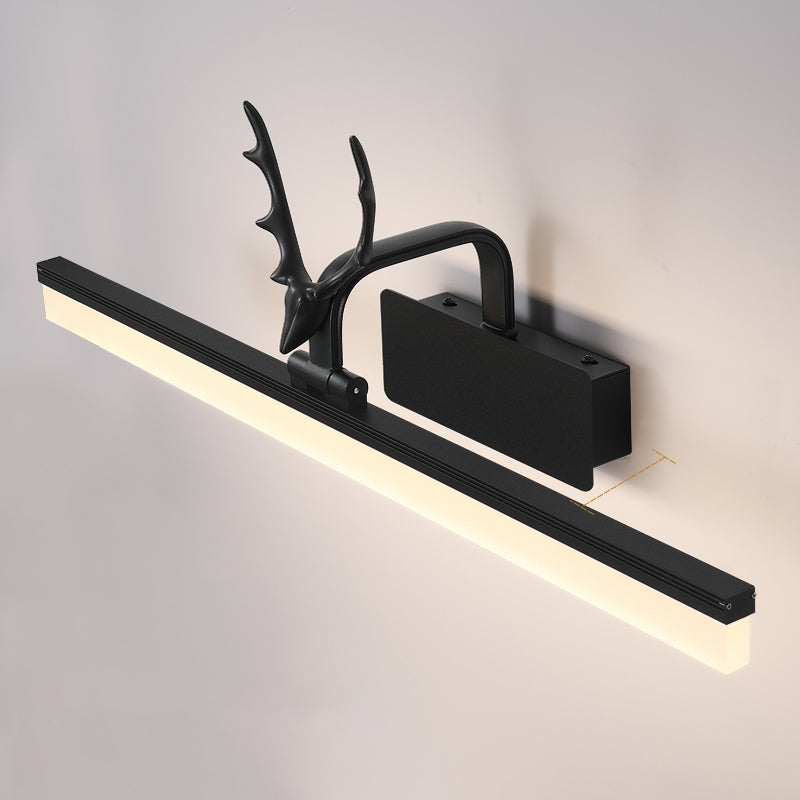 Nordic Light Extravagant Style Rectangular Vanity Wall Light Metal Single Vanity Light Black Clearhalo 'Vanity Lights' 'Wall Lights' Lighting' 2627163