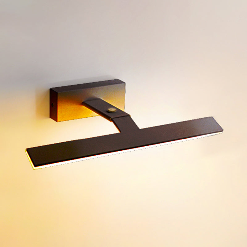 Armed Vanity Wall Light Fixtures Nordic Minimalist Style Aluminum Single Vanity Light Black 23" Warm Clearhalo 'Vanity Lights' 'Wall Lights' Lighting' 2627260