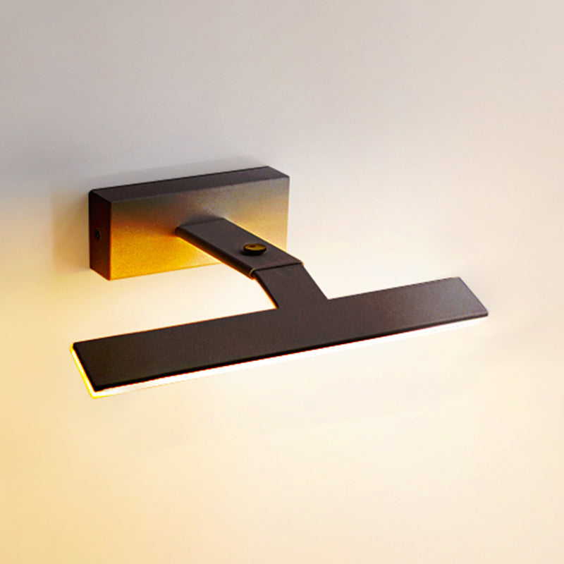 Armed Vanity Wall Light Fixtures Nordic Minimalist Style Aluminum Single Vanity Light Black 17" Warm Clearhalo 'Vanity Lights' 'Wall Lights' Lighting' 2627261