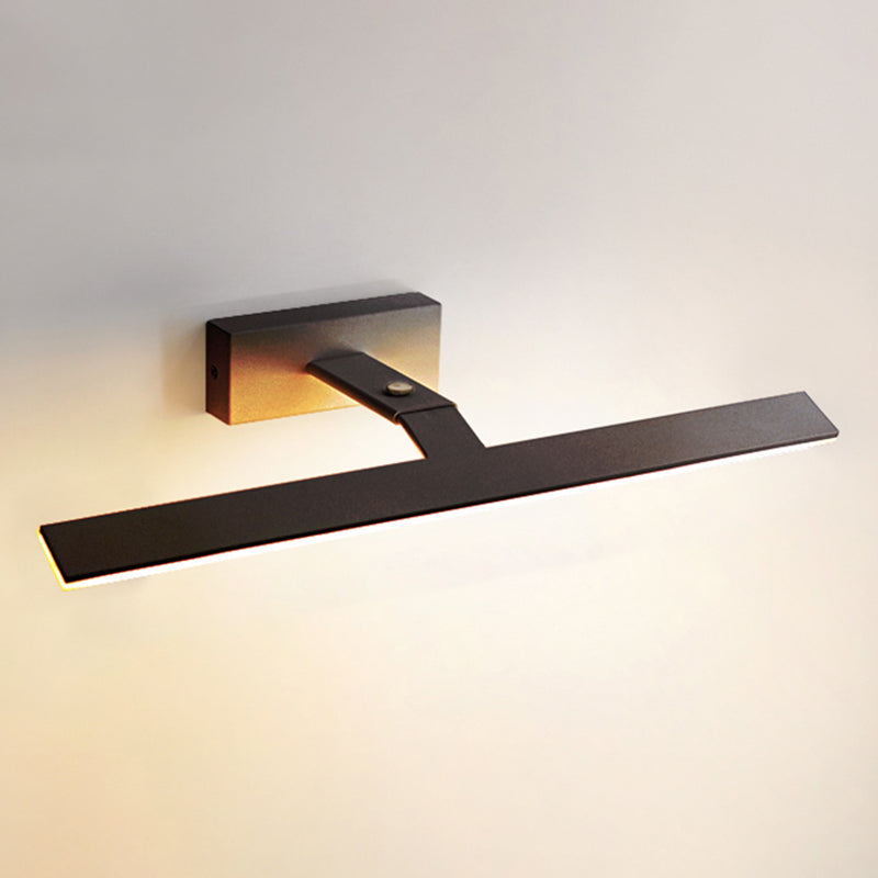 Armed Vanity Wall Light Fixtures Nordic Minimalist Style Aluminum Single Vanity Light Black 28" Natural Clearhalo 'Vanity Lights' 'Wall Lights' Lighting' 2627264