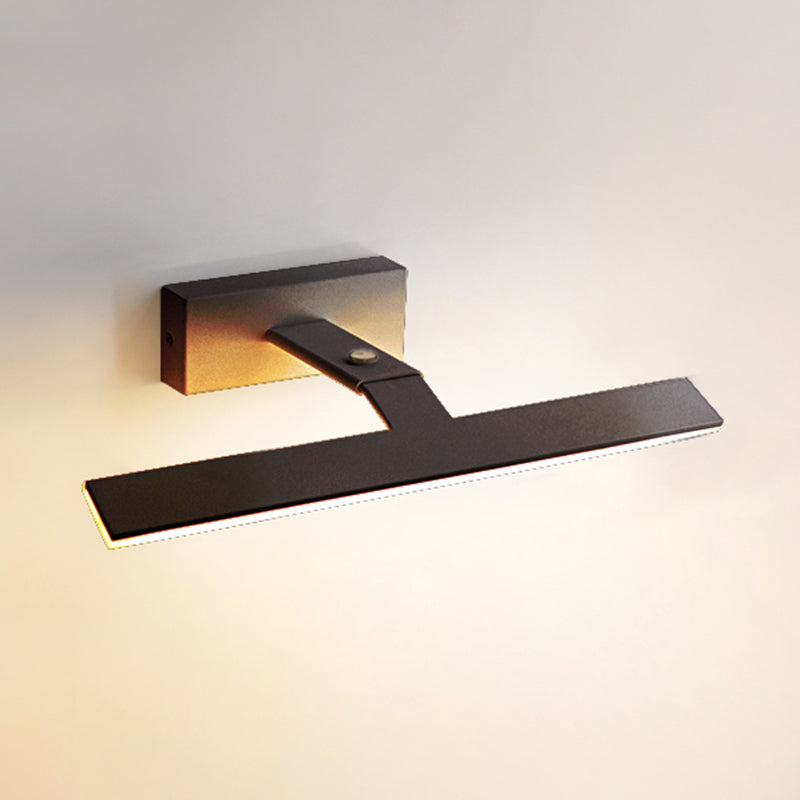 Armed Vanity Wall Light Fixtures Nordic Minimalist Style Aluminum Single Vanity Light Black 23" Natural Clearhalo 'Vanity Lights' 'Wall Lights' Lighting' 2627265