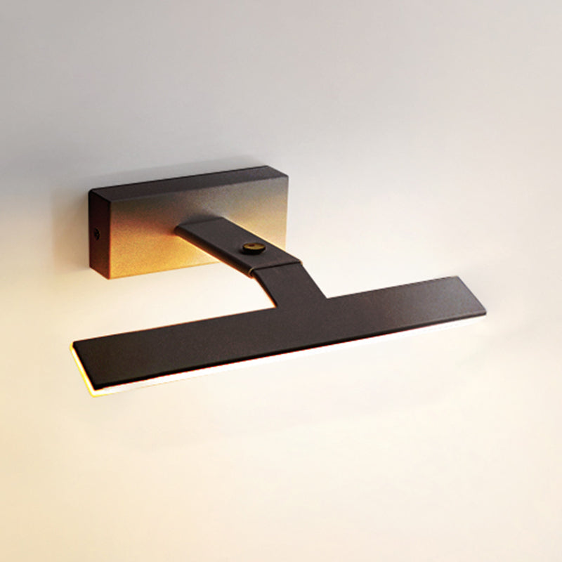 Armed Vanity Wall Light Fixtures Nordic Minimalist Style Aluminum Single Vanity Light Black 17" Natural Clearhalo 'Vanity Lights' 'Wall Lights' Lighting' 2627267