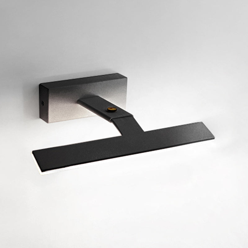 Armed Vanity Wall Light Fixtures Nordic Minimalist Style Aluminum Single Vanity Light Black 17" White Clearhalo 'Vanity Lights' 'Wall Lights' Lighting' 2627273