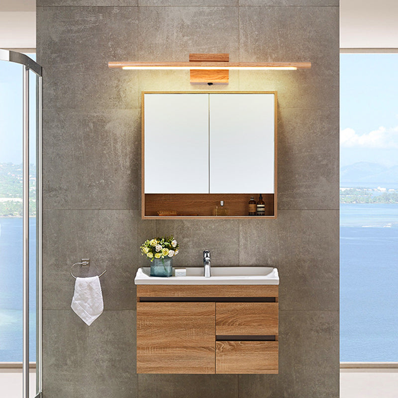 Linear Vanity Wall Light Modern Minimalist Style Wood Single Vanity Light Clearhalo 'Vanity Lights' 'Wall Lights' Lighting' 2627297