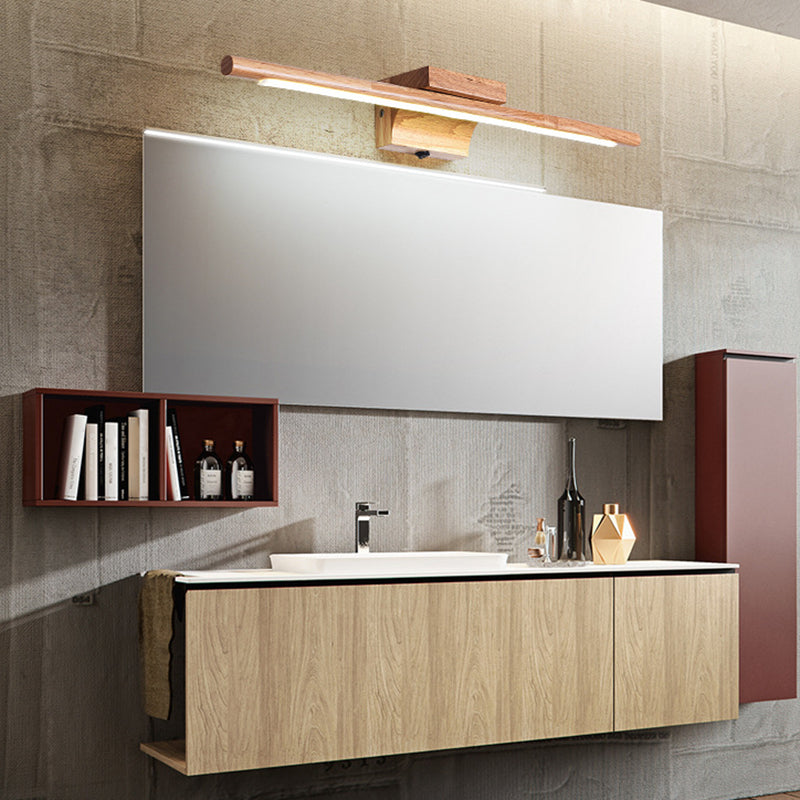 Linear Vanity Wall Light Modern Minimalist Style Wood Single Vanity Light Clearhalo 'Vanity Lights' 'Wall Lights' Lighting' 2627299