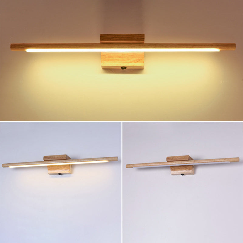 Linear Vanity Wall Light Modern Minimalist Style Wood Single Vanity Light Clearhalo 'Vanity Lights' 'Wall Lights' Lighting' 2627302