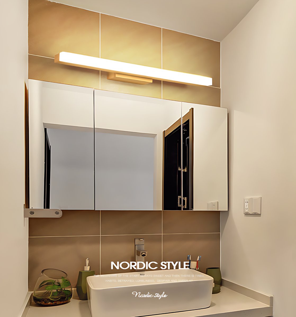 Rectangular Vanity Wall Light Nordic Minimalist Style Wood Single ...