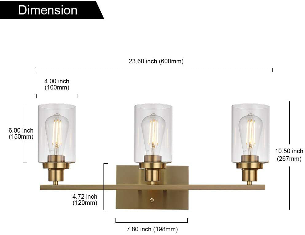 3-Light Cylinder Vanity Wall Light Fixtures Retro Industrial Style Glass Vanity Light Clearhalo 'Vanity Lights' 'Wall Lights' Lighting' 2627335