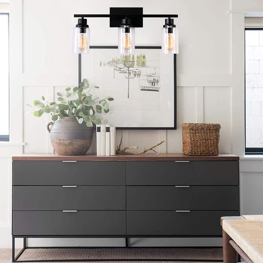 3-Light Cylinder Vanity Wall Light Fixtures Retro Industrial Style Glass Vanity Light Clearhalo 'Vanity Lights' 'Wall Lights' Lighting' 2627338