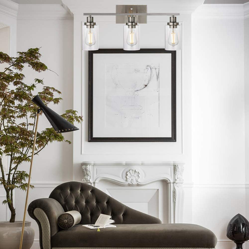 3-Light Cylinder Vanity Wall Light Fixtures Retro Industrial Style Glass Vanity Light Clearhalo 'Vanity Lights' 'Wall Lights' Lighting' 2627339