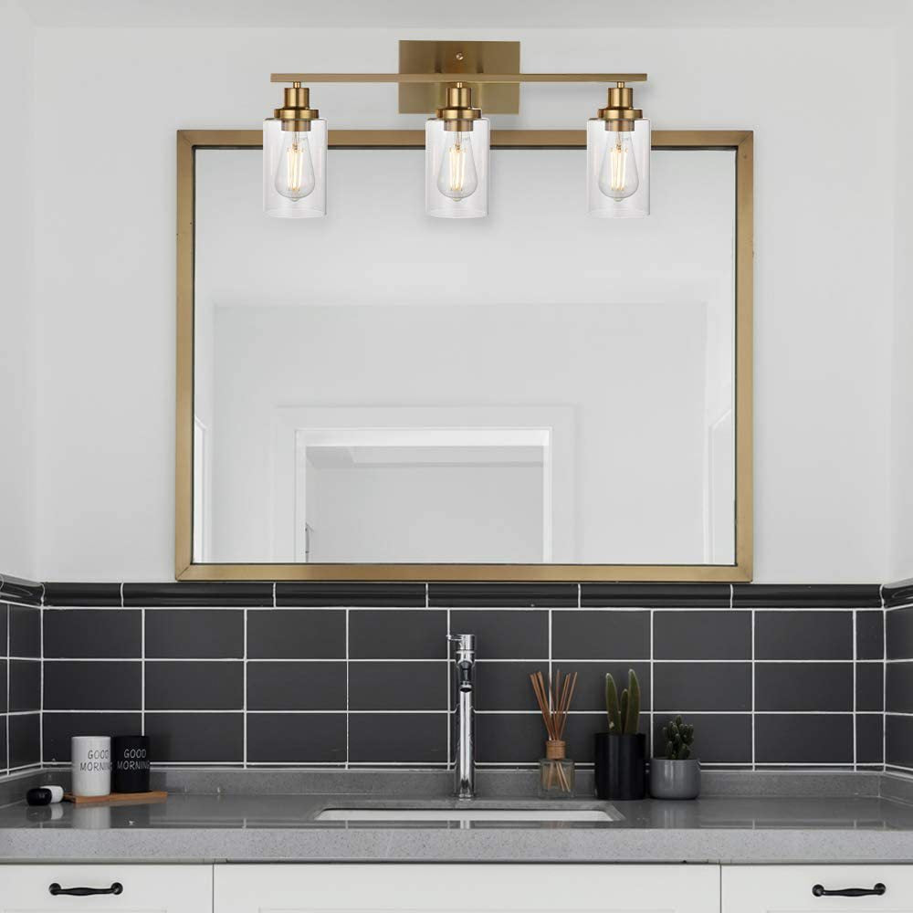 3-Light Cylinder Vanity Wall Light Fixtures Retro Industrial Style Glass Vanity Light Clearhalo 'Vanity Lights' 'Wall Lights' Lighting' 2627342