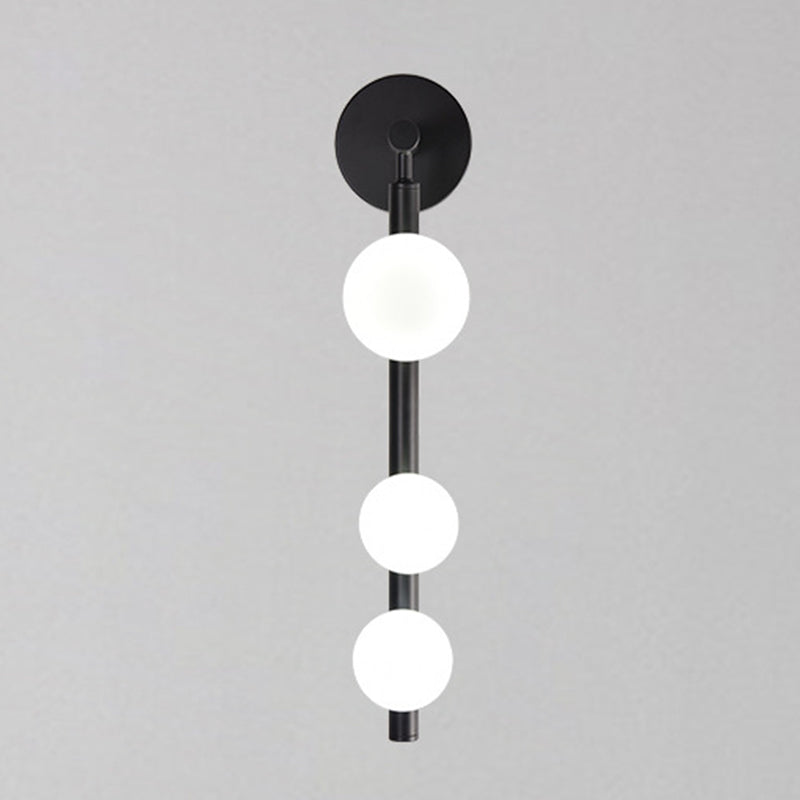 Spherical Vanity Wall Light Modern Luxury Style Glass 3 Light Vanity Light Black Clearhalo 'Vanity Lights' 'Wall Lights' Lighting' 2627345