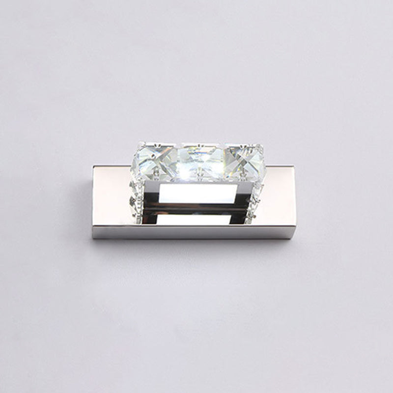 Circle Vanity Wall Light Fixtures Modern Minimalist Style Crystal Vanity Light 1.0 Clear Square Plate Clearhalo 'Vanity Lights' 'Wall Lights' Lighting' 2627438