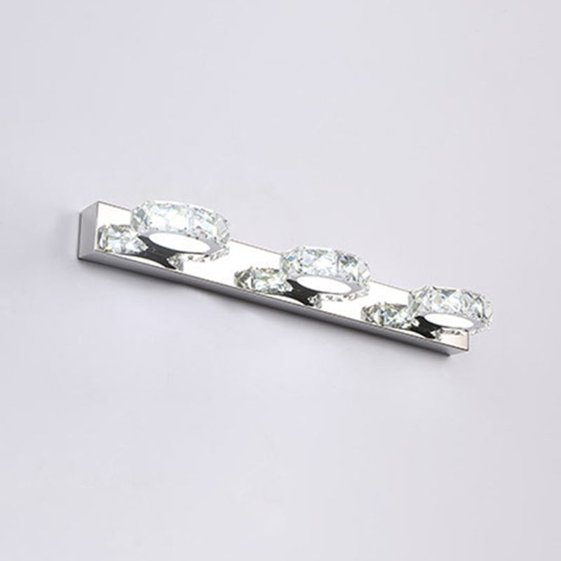 Circle Vanity Wall Light Fixtures Modern Minimalist Style Crystal Vanity Light 3.0 Clear Round Clearhalo 'Vanity Lights' 'Wall Lights' Lighting' 2627443