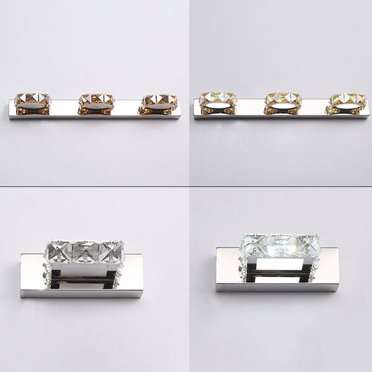 Circle Vanity Wall Light Fixtures Modern Minimalist Style Crystal Vanity Light Clearhalo 'Vanity Lights' 'Wall Lights' Lighting' 2627445