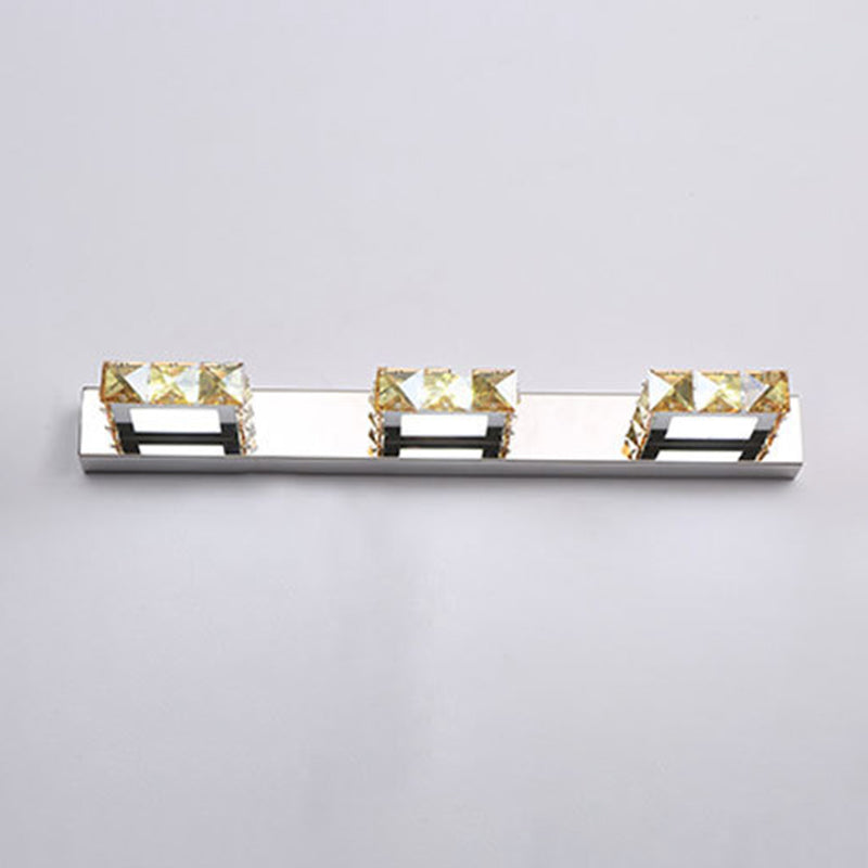 Circle Vanity Wall Light Fixtures Modern Minimalist Style Crystal Vanity Light 3.0 Champagne Square Plate Clearhalo 'Vanity Lights' 'Wall Lights' Lighting' 2627446