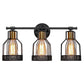 Cage Shade Vanity Wall Light Retro Industrial Style Metal 3 Light Vanity Light Black Barrel Clearhalo 'Vanity Lights' 'Wall Lights' Lighting' 2627453