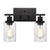 Cylindrical Vanity Wall Light Fixtures Retro Industrial Style Glass Vanity Light 2.0 Black Clearhalo 'Vanity Lights' 'Wall Lights' Lighting' 2627471