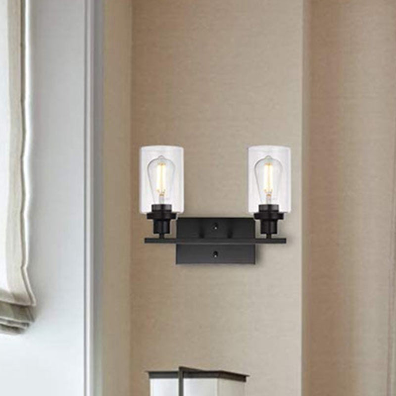 Cylindrical Vanity Wall Light Fixtures Retro Industrial Style Glass Vanity Light Clearhalo 'Vanity Lights' 'Wall Lights' Lighting' 2627475