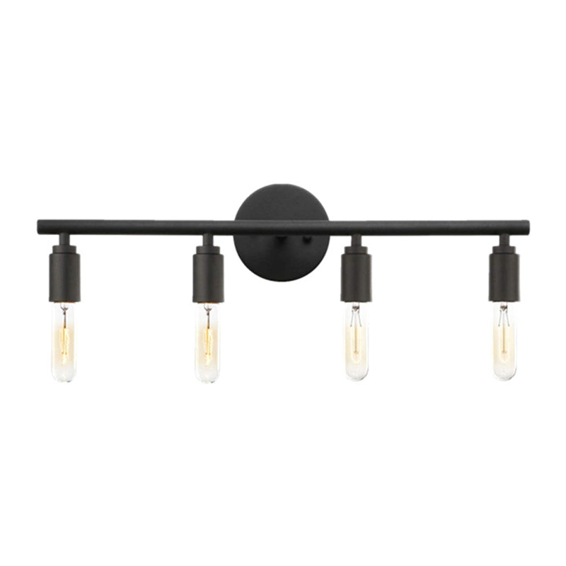 Open Bulbs Vanity Wall Light Fixtures Retro Industrial Style Metal Vanity Light 4.0 Black Clearhalo 'Vanity Lights' 'Wall Lights' Lighting' 2627492