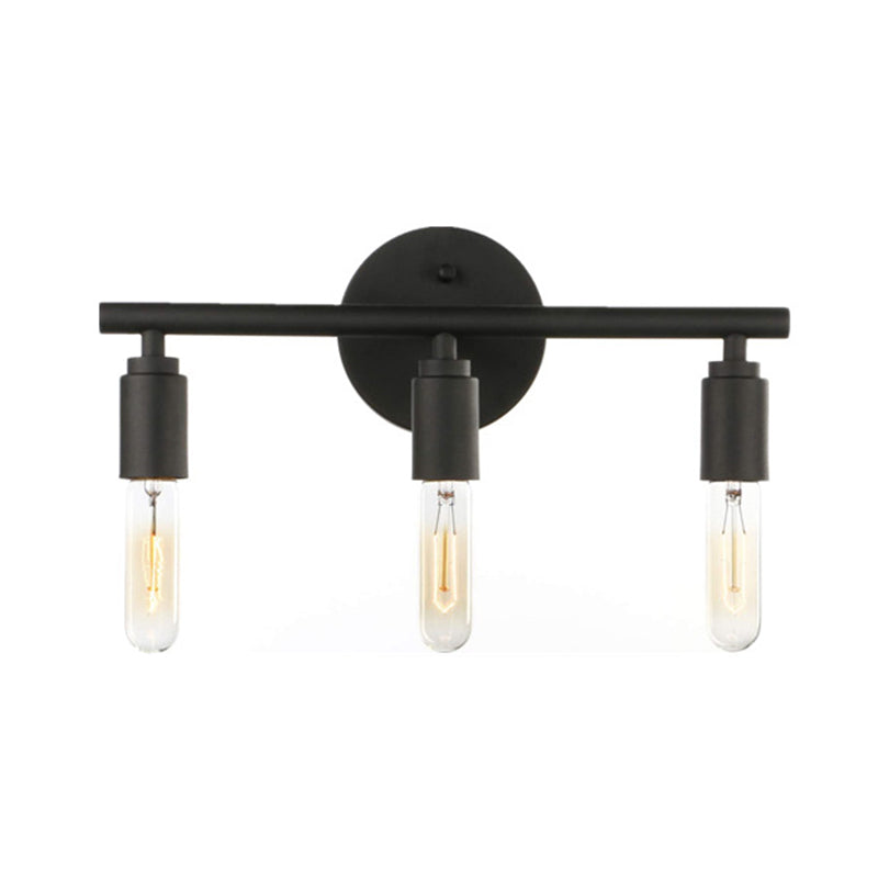 Open Bulbs Vanity Wall Light Fixtures Retro Industrial Style Metal Vanity Light 3.0 Black Clearhalo 'Vanity Lights' 'Wall Lights' Lighting' 2627493