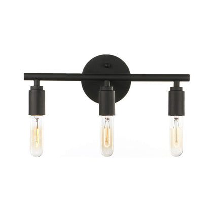 Open Bulbs Vanity Wall Light Fixtures Retro Industrial Style Metal Vanity Light 3.0 Black Clearhalo 'Vanity Lights' 'Wall Lights' Lighting' 2627493