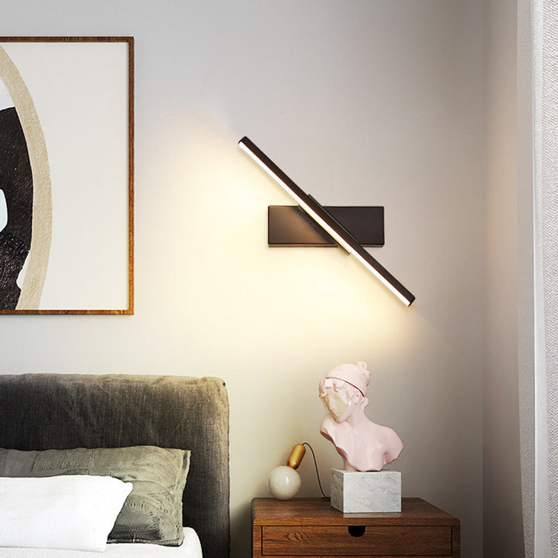 Regular Modern Sconce Light Fixture LED Metal Bedside Wall Lamps with Rotatable Head Black Runner Clearhalo 'Wall Lamps & Sconces' 'Wall Lights' Lighting' 2627555