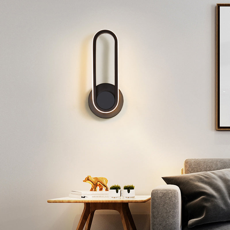 Regular Modern Sconce Light Fixture LED Metal Bedside Wall Lamps with Rotatable Head Black Oval Clearhalo 'Wall Lamps & Sconces' 'Wall Lights' Lighting' 2627557