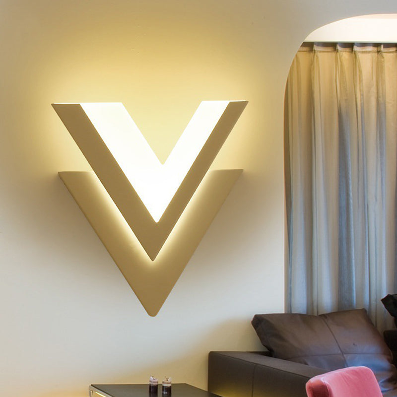 Personalized V-Shaped Wall Mounted Lamp Modern LED Sconce Light Fixture for Living Room Bedroom White Clearhalo 'Wall Lamps & Sconces' 'Wall Lights' Lighting' 2627619