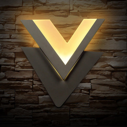 Personalized V-Shaped Wall Mounted Lamp Modern LED Sconce Light Fixture for Living Room Bedroom White Warm Clearhalo 'Wall Lamps & Sconces' 'Wall Lights' Lighting' 2627621
