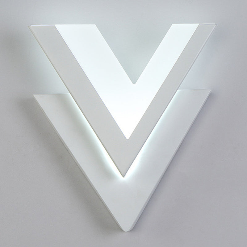 Personalized V-Shaped Wall Mounted Lamp Modern LED Sconce Light Fixture for Living Room Bedroom White White Clearhalo 'Wall Lamps & Sconces' 'Wall Lights' Lighting' 2627624